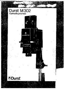 Durst M 302 manual. Camera Instructions.